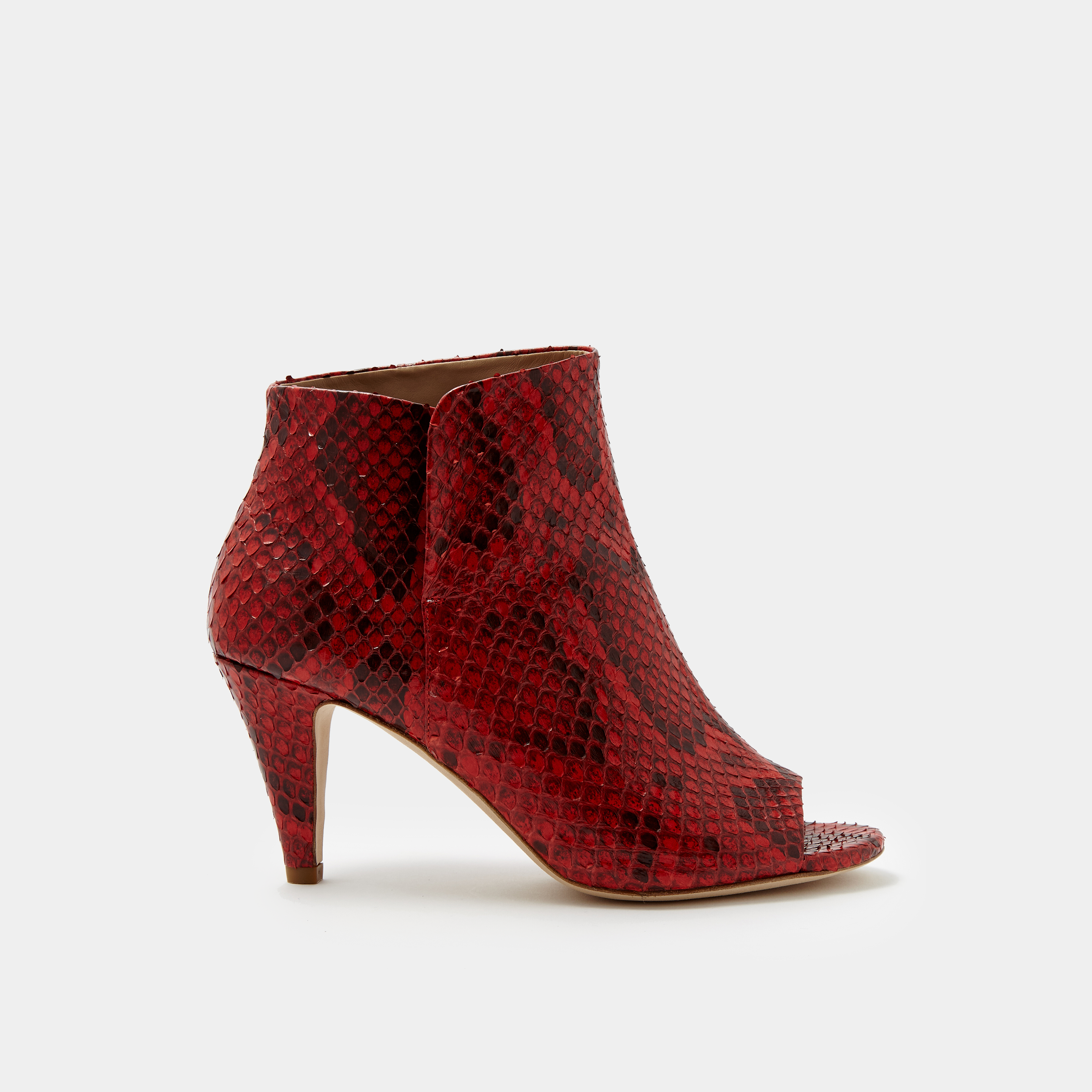 ALESSA PEEP TOE BOOT Red & Black Python – SCLARANDIS