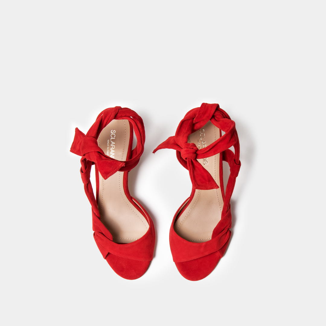 Sclarandis Ravello Red suede Sandal with a block heel