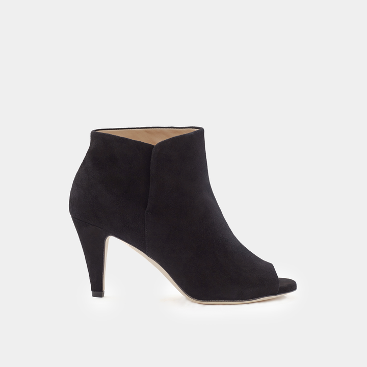 Alessa Black Suede Peep Toe Boot