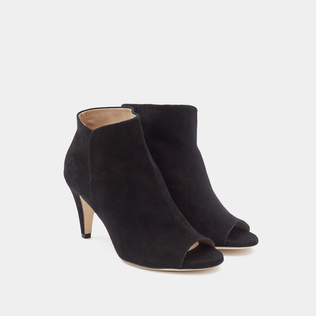 Alessa Black Suede Peep Toe Boot