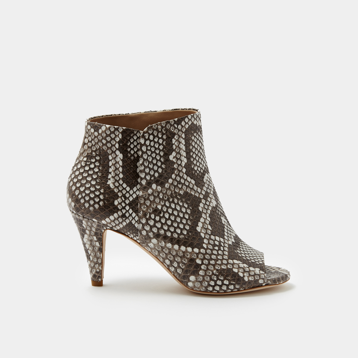 Sclarandis Alessa Peep Toe Boot black and White Python