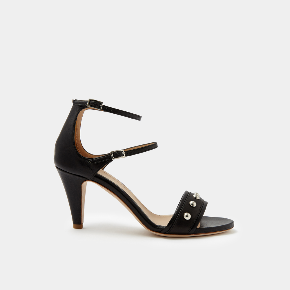 Allegra Black Leather sandal with silver studs 