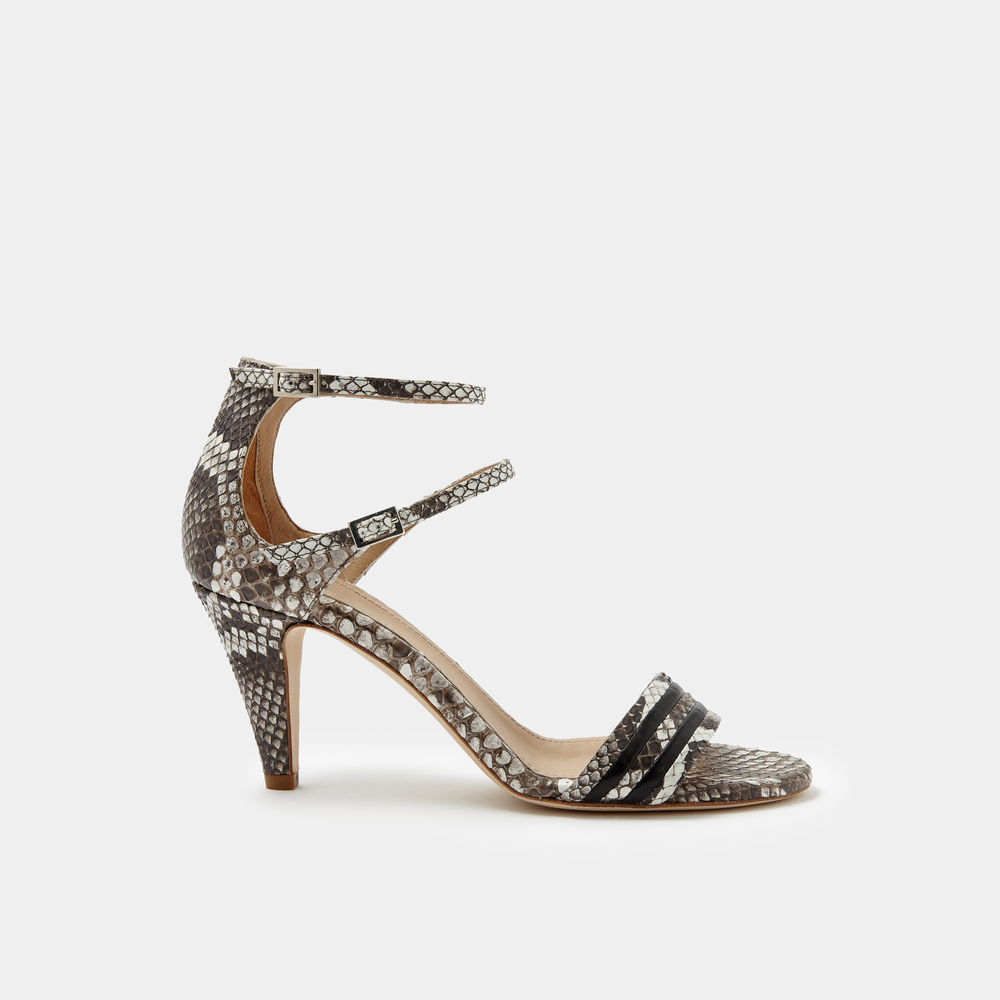 Allegra Black and White Python Sandal