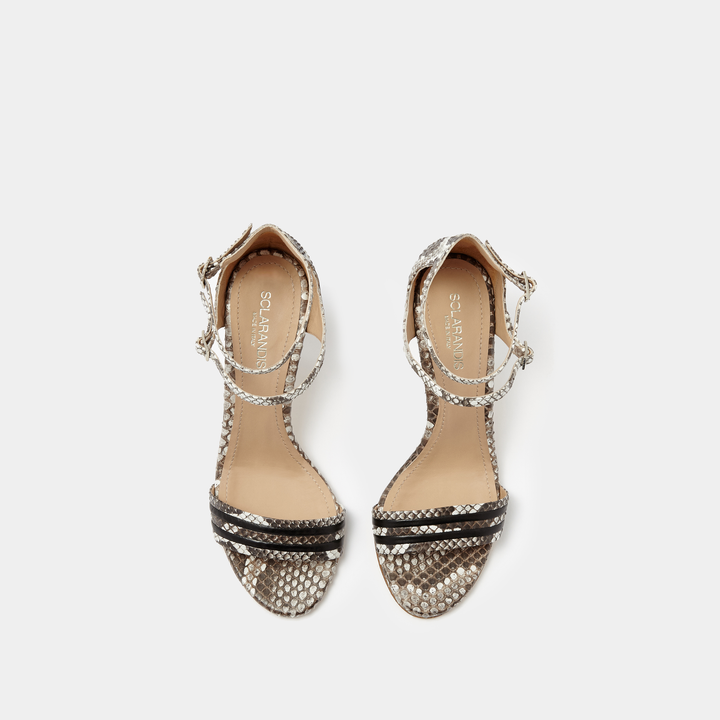 Allegra Black and White Python Sandal