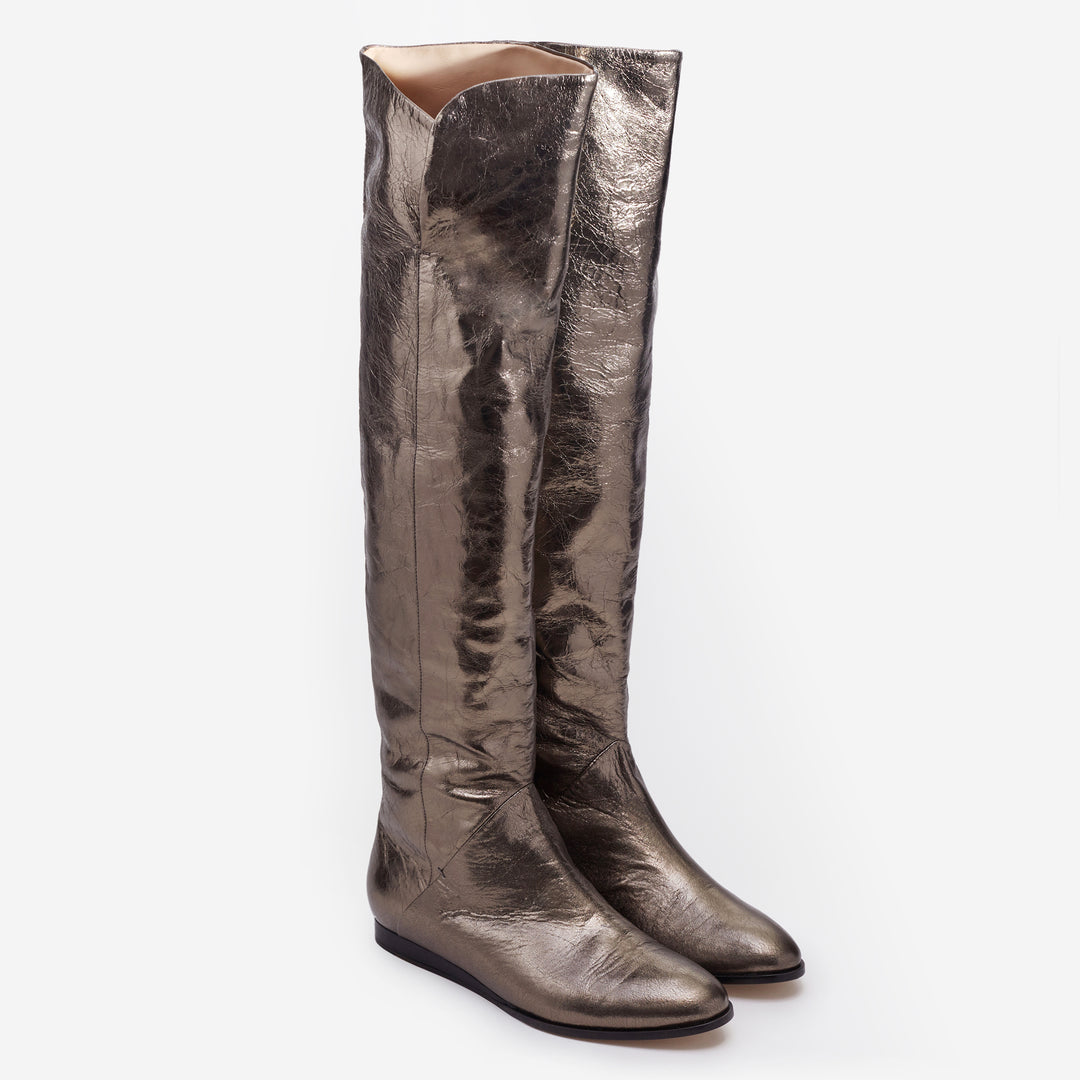 Sclarandis - Anna Over the Knee Boot - Crinkled Old Bronze - Isometric View