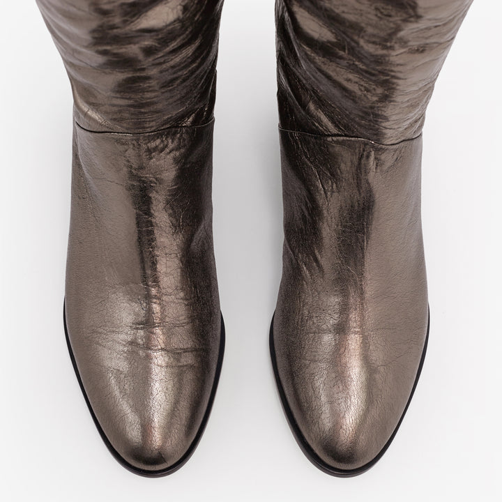 Sclarandis - Anna Over the Knee Boot - Crinkled Old Bronze - Top View