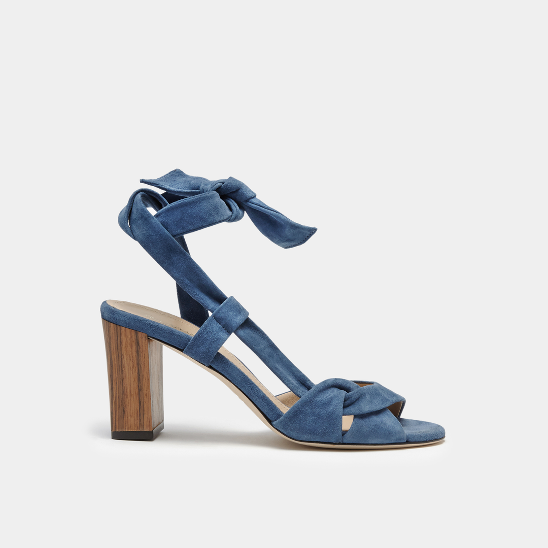 Sclarandis Ravello Blue Denim Suede sandal with a Block heel