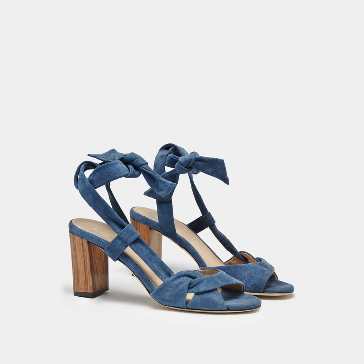 Sclarandis Ravello Blue Denim Suede sandal with a Block heel