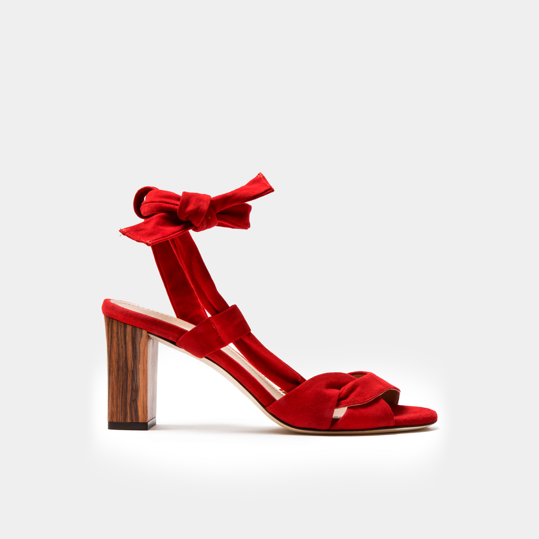 Sclarandis Ravello Red suede Sandal with a block heel