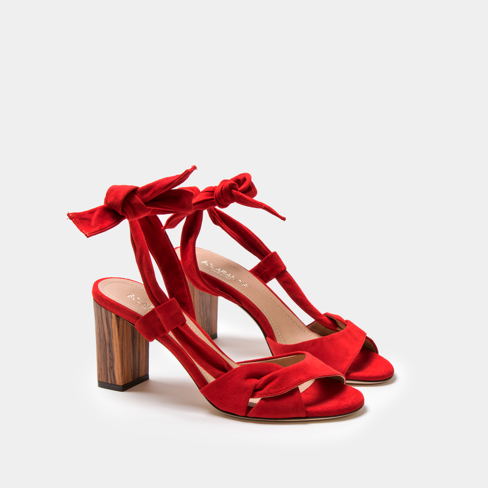 Sclarandis Ravello Red suede Sandal with a block heel