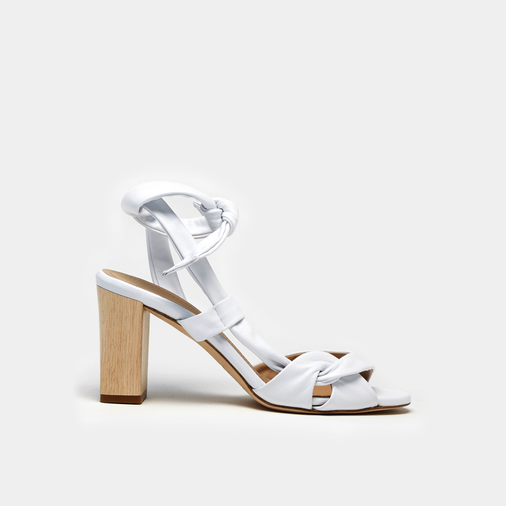 Sclarandis Ravello White Nappa Sandal with a block heel