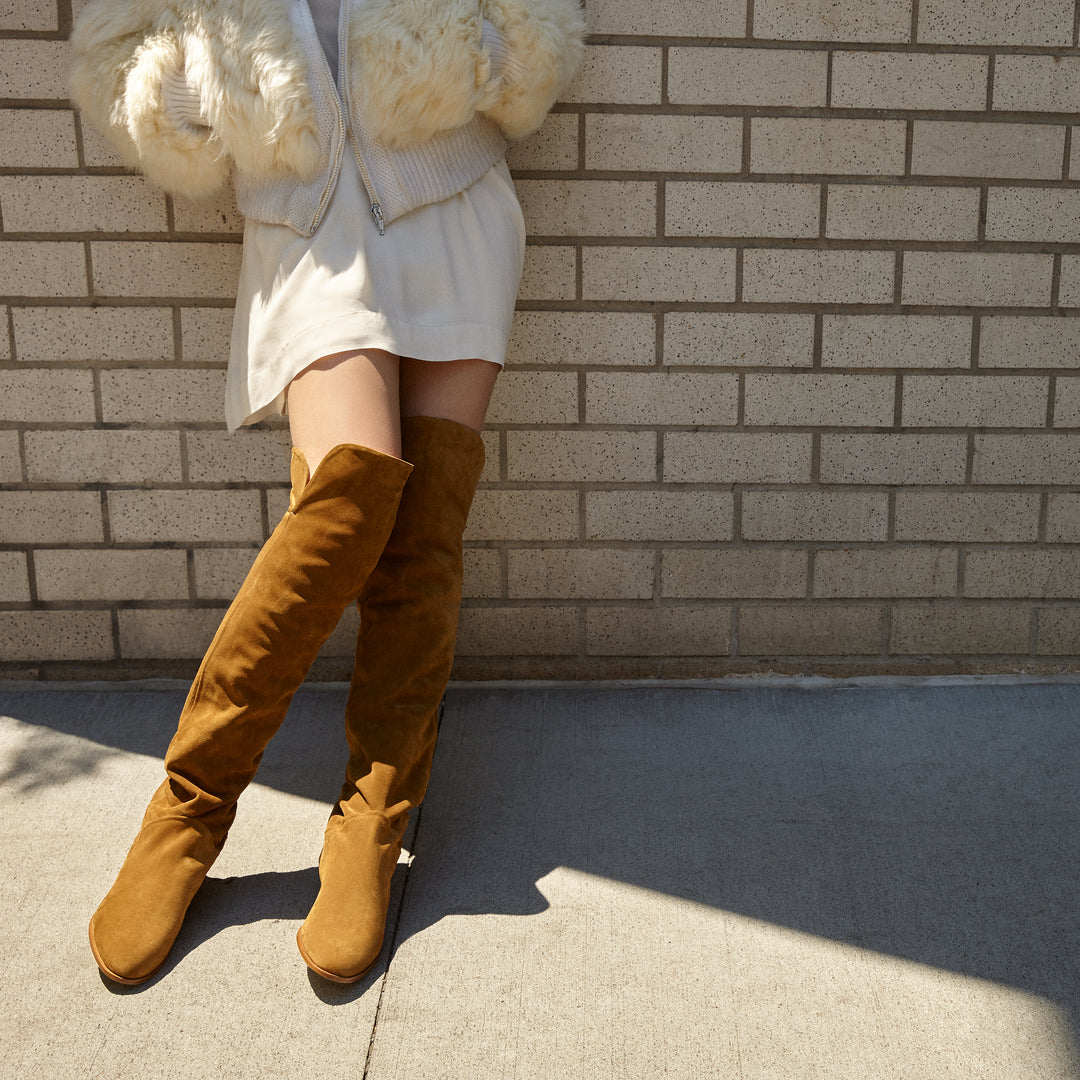 Sclarandis - Anna Over The Knee Boot - Tan Suede - Editorial