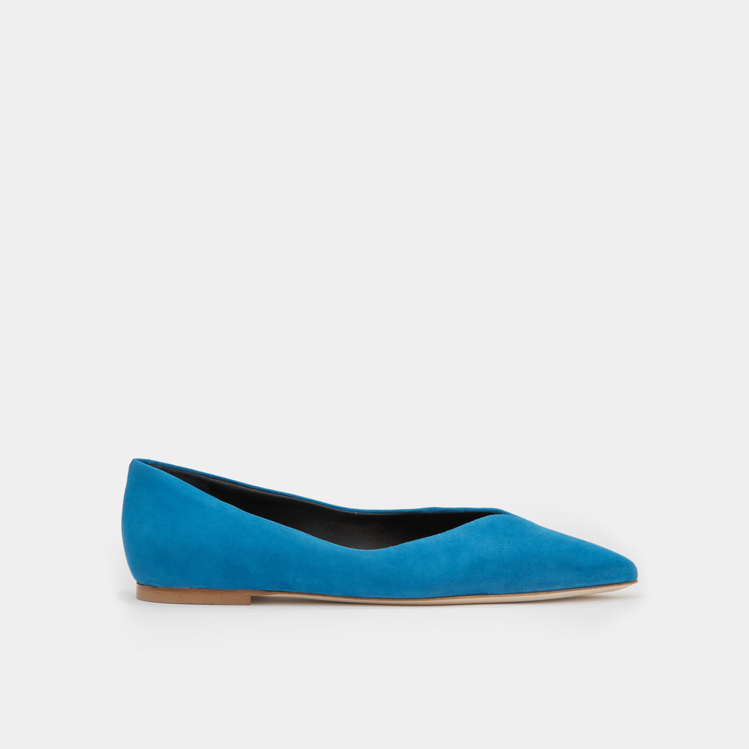 Azure suede Pointy toe flat slip-on 