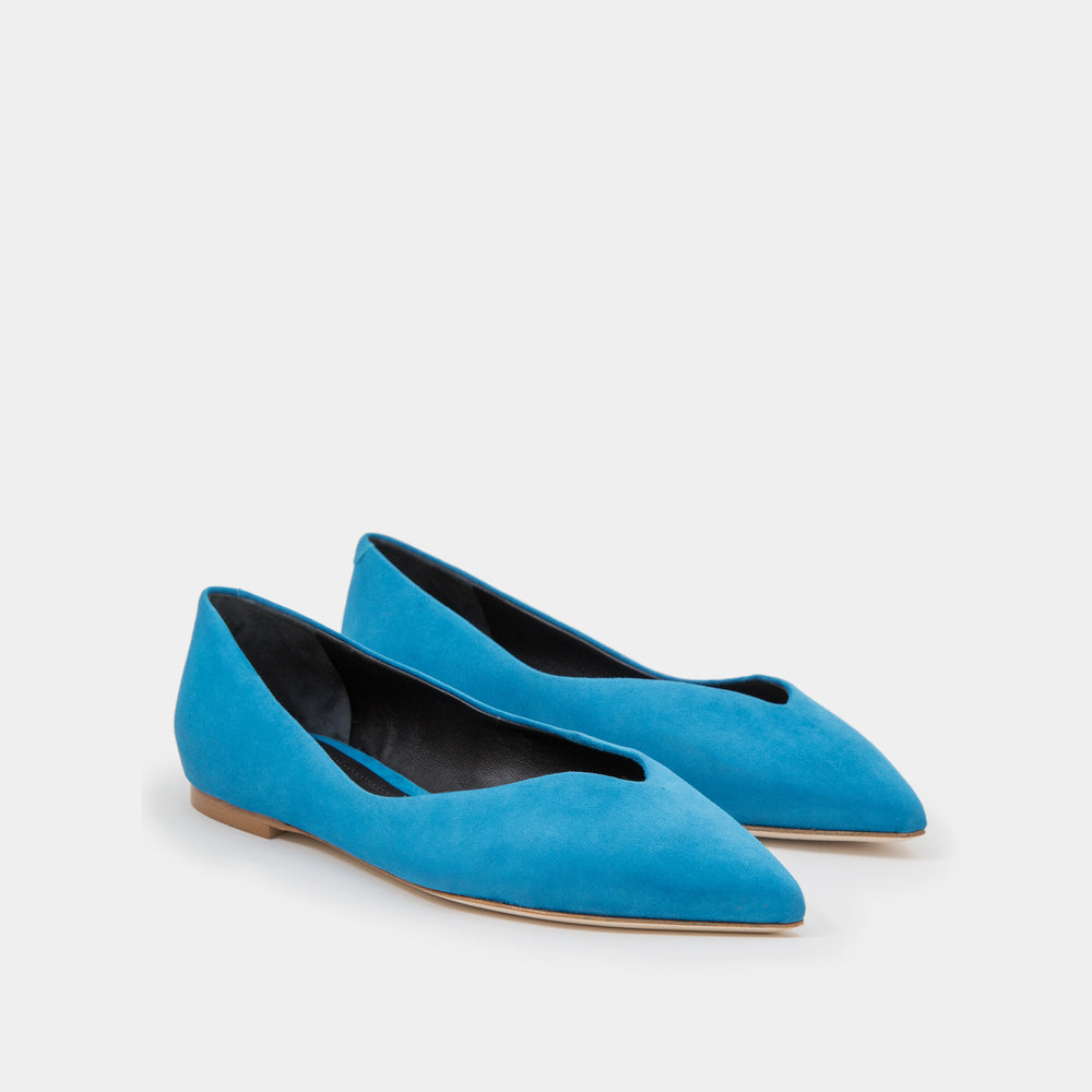 Azure suede Pointy toe flat slip-on