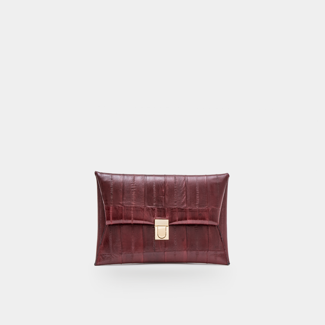 Burgundy Eel Leather Clutch 